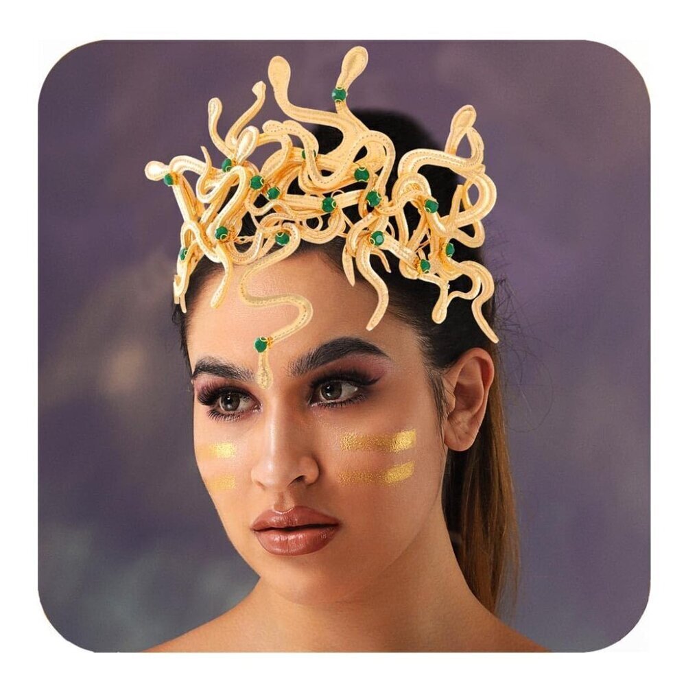 Medusa Headband Gold Snake Costume Accessory for Women Halloween Cosplay